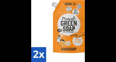 2 x Marcel’s Green Soap – Handzeep Navulling – Sinaasappel & Jasmijn – 500 ml - Handzeep - Sinaasappel - Jasmijn - Natuurlijke Handzeep - Biologische Handzeep
