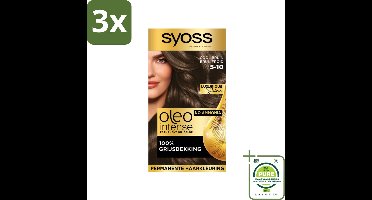 3 x SYOSS - Oleo Intense 5-10 - Haarverf - Permanente Haarkleuring - Cool Bruin - Langdurige Kleur - Grootverpakking - Permanente Haarkleuring - Haarkleur - Koele Bruine Haarkleur - Haarkleuring Zonder Ammoniak - Arganolie