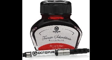 Octopus Fluids Brillant Rot - schrijfinkt met converter, vulpeninkt, rood, 30 ml