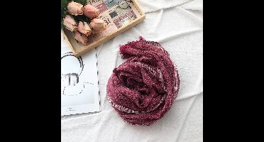 1 katoenen-linnen sjaal - Heren - Vintage - 200 x 95 cm - Lange sjaal - Heren sjaal - Unisex gebreide sjaal met kwastjes en ruches - Geschikt voor buitenactiviteiten, dates, reizen en winkelen - Bordeauxrood