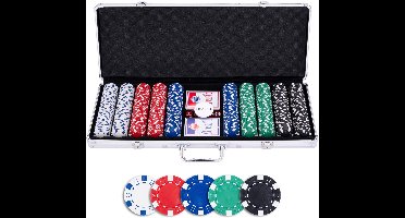 Pokerset in zilveren koffer, met 500 chips (11.5 gram) - Engelhart Games