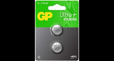 GP Ultra Plus CR2032 batterij - 3V Lithium knoopcel batterij - 2 stuks batterijen CR2032