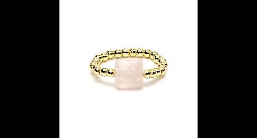 Elastische ring facet geslepen rozenkwarts – ±2 cm