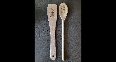 Eviva Home Deco Houten Keukengerei Set van 2 - Graveerteksten "Wood you ROARRR?" & "Stir & ROARRR!"