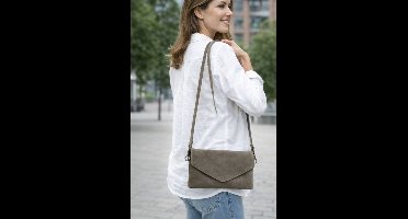 Castillo Tunja Suede Leren Clutch - Dames Crossbodytas van Leer - Grijs