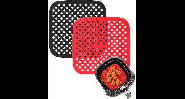 Airfryer Accessoires - Siliconen Bakje - Bakpapier - Zwart en Rood