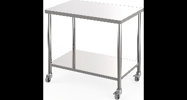 RVS Werkbank – Werktafel – Werkplek – Werkstation – Keukentafel – Verstelbare Poten – Zwenkwielen Met Rem – Draagvermogen 453,59 kg – Roestvrij Staal 152,4x60,96x88,9 cm