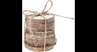 Excellent Houseware Onderzetters - bruin - 8x - 8 cm - hout - glazen onderleggers - coasters