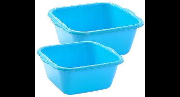 Plasticforte afwasteilen set - afwasbak - kunststof - 6 en 10 liter - Blauw - huishoud emmers