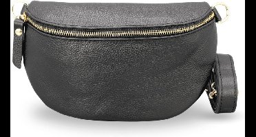 ADEL Women's Genuine Leather Emma Silver Handmade Shoulder Bag Crossbody Bag Shoulder Bag with Optional Wide Straps Pattern Stylish Waist Bag Made in Italy, black-gold 1