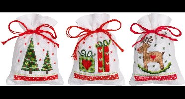Vervaco - Kruidenzakje kit - Kerst - Kerstmotiefjes set van 3 - PN-0188100 - Borduren - Borduurpakket - Borduurpakket volwassenen - Borduurpakket kind