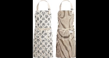 Schort Vrouwen Set van 2 - Verstelbare Keuken Schort met Grote Zakken voor Koken en Bakken