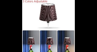 Draadloze flessenlamp, LED-wijnfleslamp, oplaadbare, draadloze flessenlamp met aanraakbediening en 3 kleurtemperaturen, voor slaapkamer, restaurant, bar - USB-oplaadbare flessentafellamp, dimbare nachtlamp (bruin)