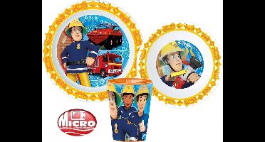 Sam de Brandweerman kinderserviesset 3-delig – Bord, kom en beker – Fireman Sam - ontbijt - lunch - diner