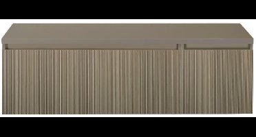 Frozen 3D Badmeubelset 140 cm - Greeplijst in Kleur - Wastafel Onderkast met Bovenblad Olive