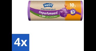 Swirl – Pedaalemmerzakken – Trekband Geparfumeerd Vanille & Lavendel – 10 L – 14 zakken - Voordeelverpakking - 4 stuks