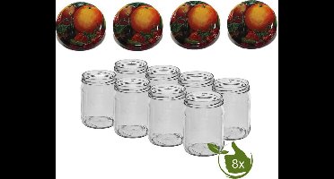 Glazenpotten - glazen potten - inmaak 500 ml met twist-off deksel (Fruit classic) 8 stuks