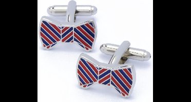 Manchetknopen - Strikje Bowtie Rood met Blauw