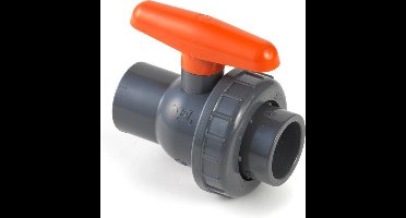Pvc Kogelkraan afsluiter 50mm, 2x inwendig lijm/1x wartel, 16 bar