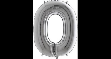 Folieballon - Cijfer 0 - zilver - Grabo Balloons - 66cm