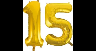 Folieballon nr. 15 Goud 86cm