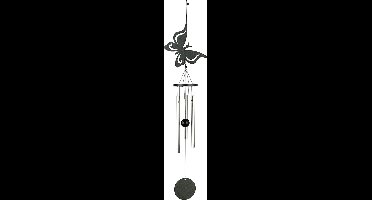 Windgong - Outdoor - Windmobiel - Windorgel - Vlinder - 35cm - Staal - Zwart - Zilver