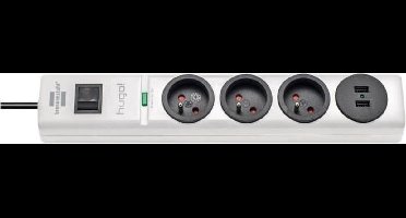 Stekkerdoos 3-Wegs 2 m Wit - Frans / 2x USB
