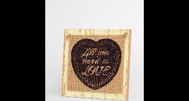 Muurdecoratie - Paper dreams - Wooden sign - ALL YOU NEED IS LOVE - 20 x 20 cm