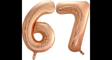 Folieballon nr. 67 Rosé Goud 86cm