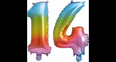 Folieballon nr. 14 Regenboog 41cm