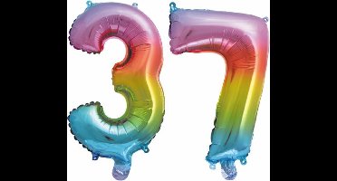 Folieballon nr. 37 Regenboog 86cm