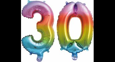Folieballon nr. 30 Regenboog 86cm