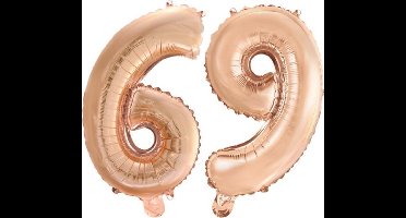 Folieballon nr. 69 Rosé Goud 41cm