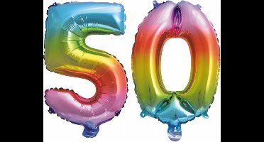 Folieballon nr. 50 Regenboog 86cm