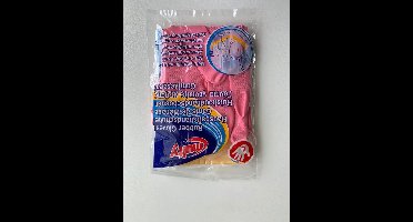 Multy Luxe Huishoudhandschoenen maat L - Natuurlatex met kantoenen vlokvoering - Anti slip - Rubberen handschoenen - Waterdicht - Natuurlijk latex - Maat L- roze