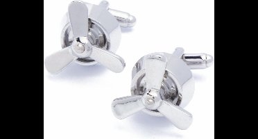 Manchetknopen - Vliegtuigmotor Vliegtuig Propeller Zilver