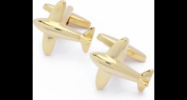 Manchetknopen - Vliegtuig Bol Rond Goudkleurig Metaal