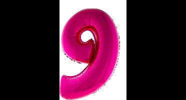 Cijferballon folie nummer 9 | Opblaascijfer 9 roze 102cm