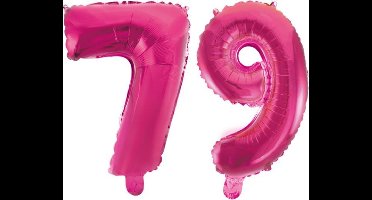 Folieballon 79 jaar roze 86cm