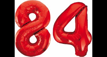 Folieballon 84 jaar rood 86cm