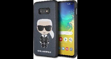 Blauw hoesje van Karl Lagerfeld - Backcover - Ikonik - Leer en TPU - Galaxy S10e - Full Body