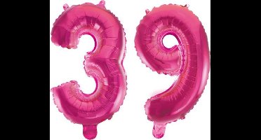 Folieballon 39 jaar roze 86cm