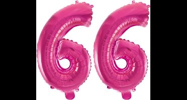 Folieballon 66 jaar roze 86cm