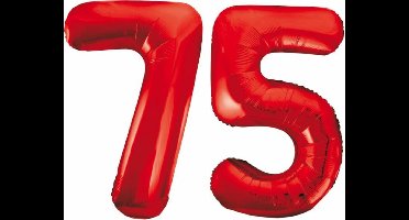 Folieballon 75 jaar rood 86cm