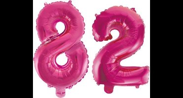Folieballon 82 jaar roze 86cm