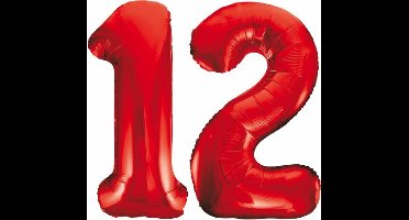 Folieballon 12 jaar rood 86cm