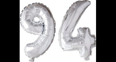 Folieballon 94 jaar zilver 41cm