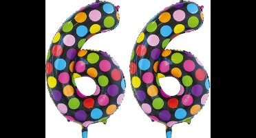 Folieballon 66 jaar stippen 86cm