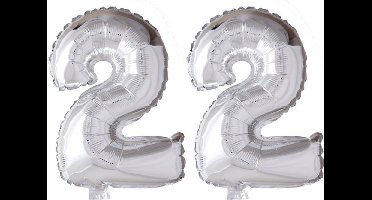 Folieballon 22 jaar zilver 41cm