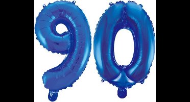 Folieballon 90 jaar blauw 86cm